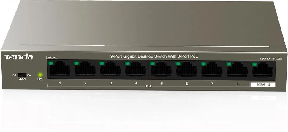 Коммутатор 9PORT 100M 8POE TEF1109TP-8-102W TENDA