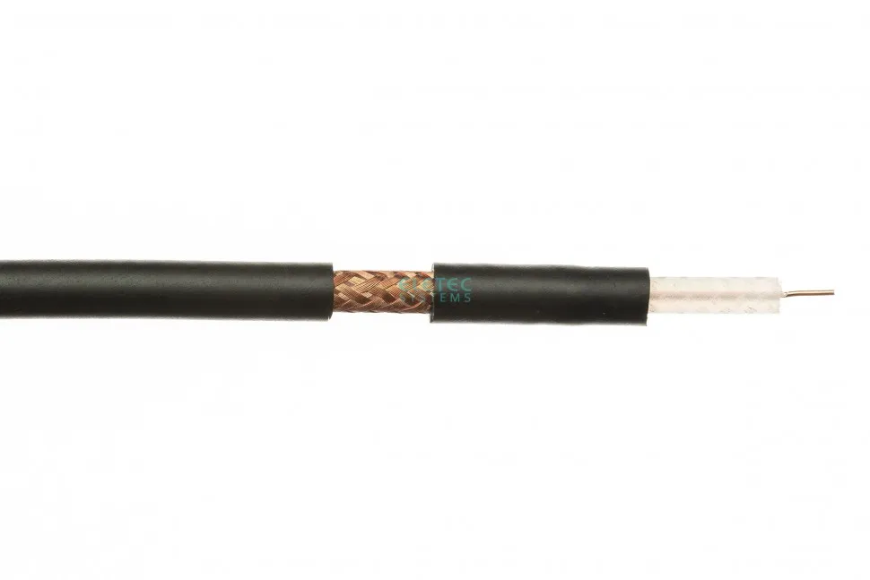 Кабель коаксиальный RG-59 B/U MIL17  экран 112%, черный, 500 м