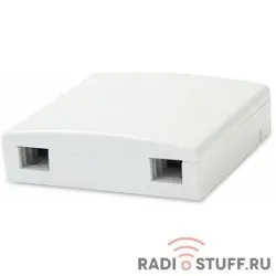 Hyperline FO-WB86-FTTH-2UN-WH Оптическая абонентская розетка (без адаптера), совместима с адаптерами SC/­DLC, 2 порта, 86 мм х 86 мм х 25 мм