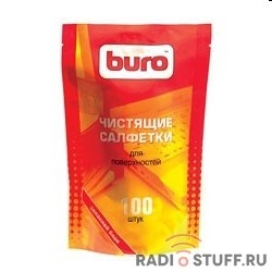 Запасной блок к тубе с чистящими салфетками для поверхностей BURO BU-ZSURFACE 100 шт. [817447]