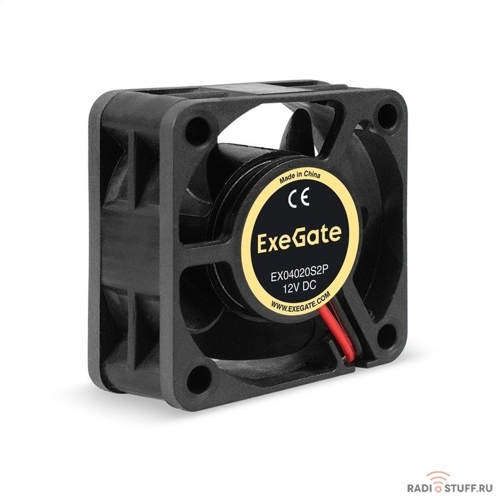 Exegate EX294955RUS Вентилятор 12В DC ExeGate EX04020S2P (40x40x20 мм, Sleeve bearing (подшипник скольжения), 2pin (разъем 2.54), 6500RPM, 28dBA)