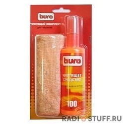 Набор чистящий BURO BU-S/MF, микрофибра 25 х 25 мм + спрей для экранов и оптики 100 мл, 1 шт.[817428]