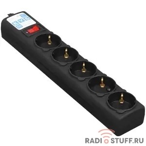 Ф-удлинитель, PC 3м 5р, черн.граф. 10А, SPG5-С3
