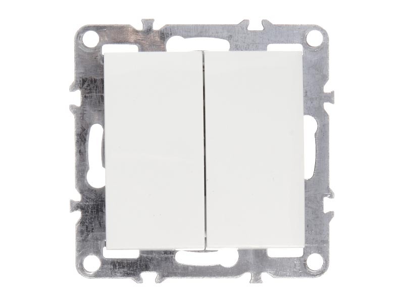 Выключатель Technolink Electric двухклавишный, встраиваемый в рамку, 10A, пластик, IP20, цвет белый РАСПРОДАЖА